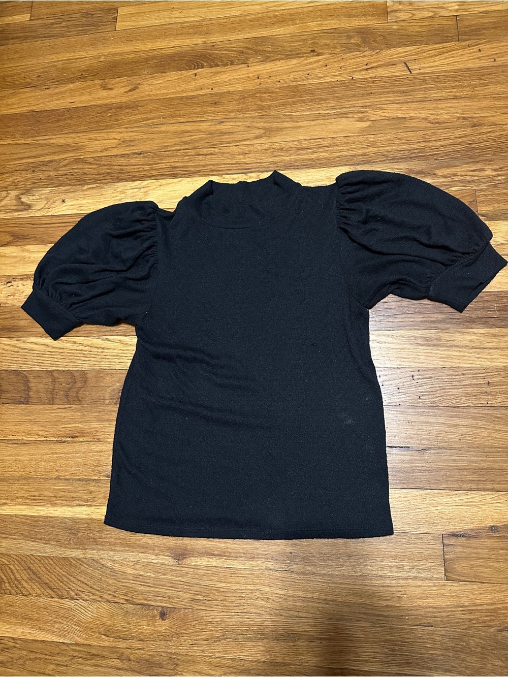 Free People Women’s Black Puff Sleeve Knit short sleeve Top